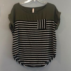 Green and striped shirt